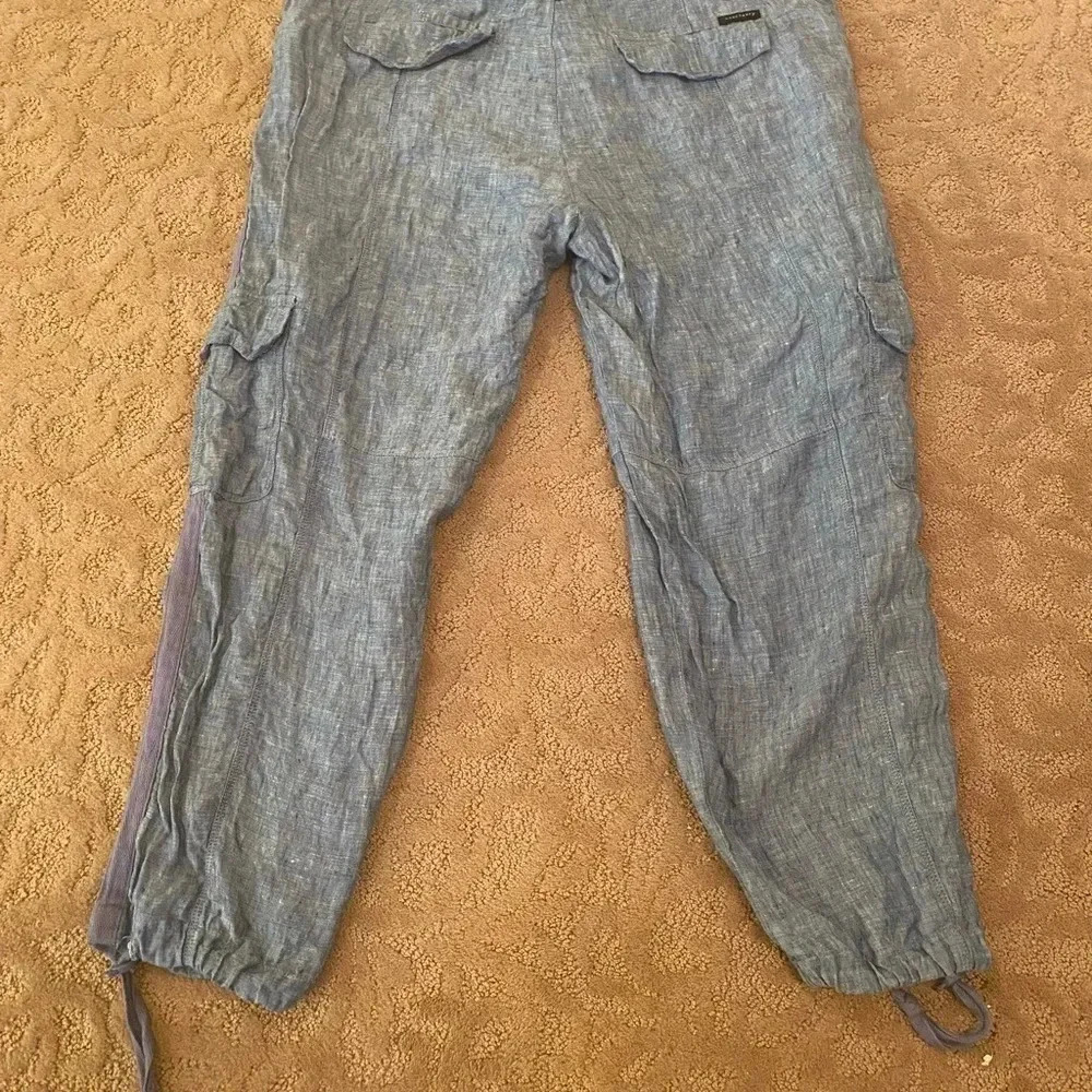 Anthropologie sanctuary terrain linen cropped utility pants 32 chambray - Picture 13 of 13